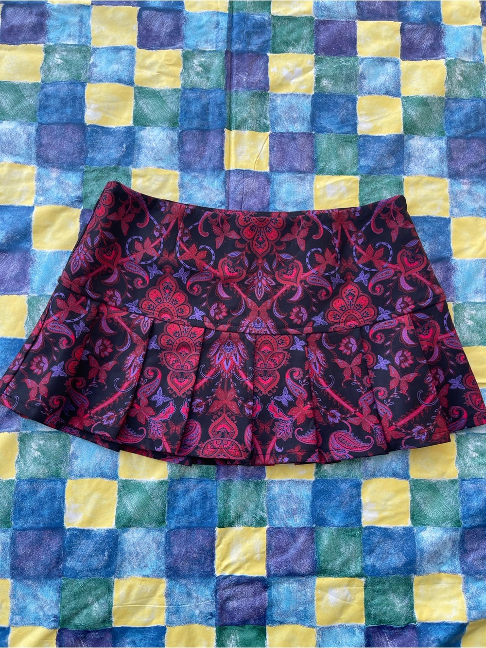 I.AM.GIA Black Skater Mini with Red Paisley Print